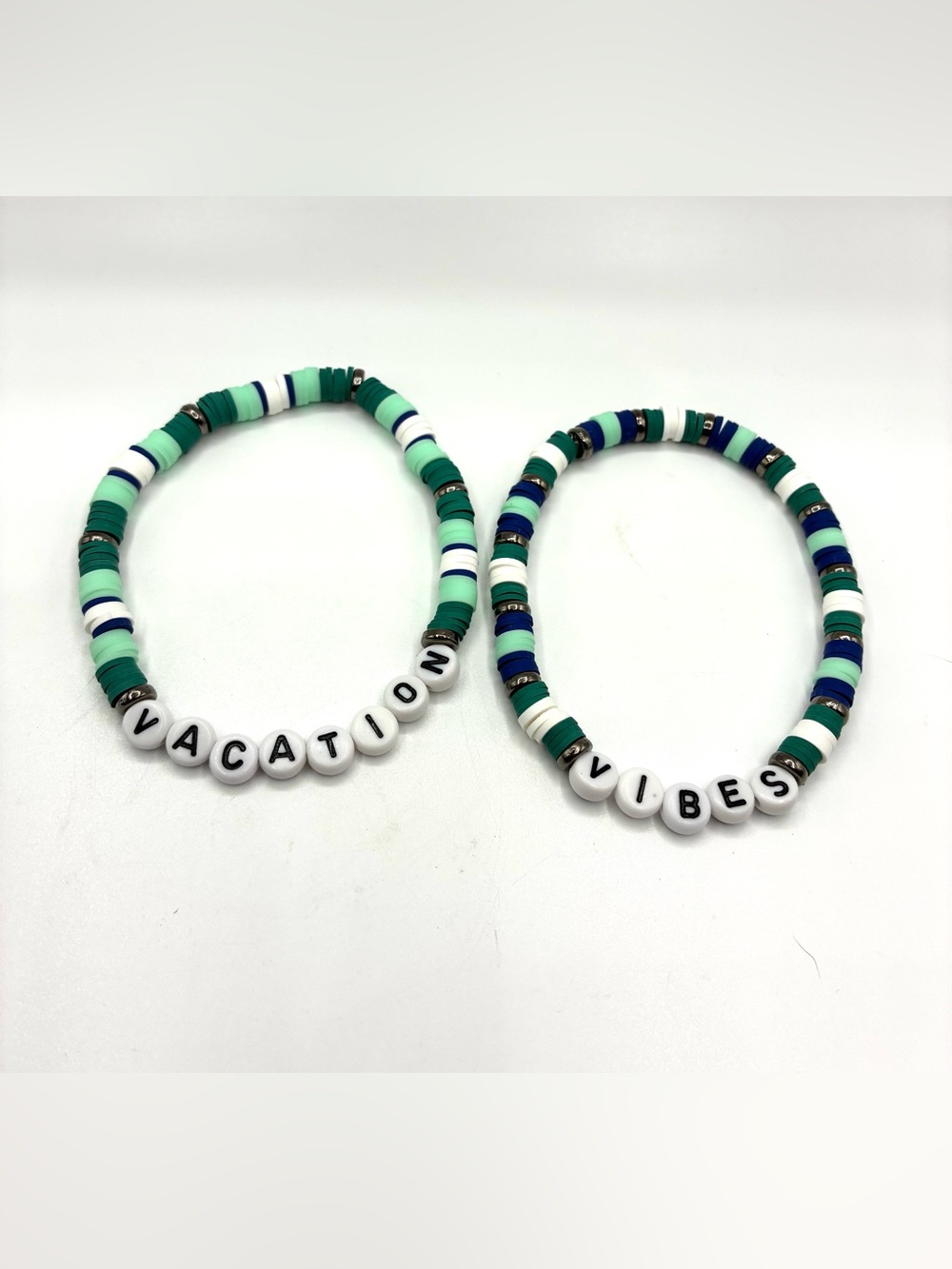 Vacation Vibes Stackable Beaded Bracelet Set - Teal & Blue - Picture 3 of 3